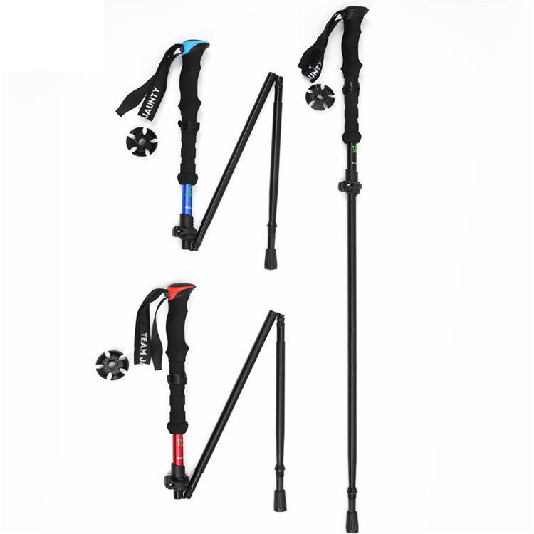 High-strength Four-section Telescopic Folding Short Trekking Pole