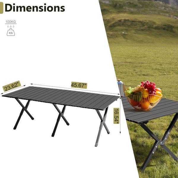 116X60X42cm Black Camping Roll Table