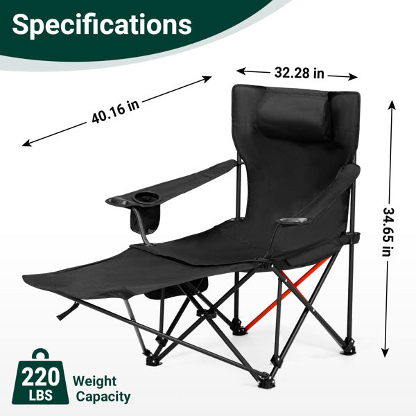 2pcs 82X102X88cm Black Camping Chair